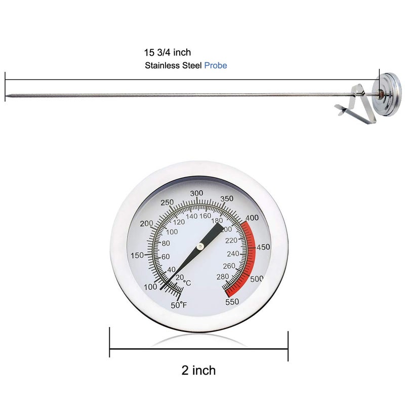 Efeng Deep Fryer/Candy/Turkey Thermometer with Clip&15 inch stem - Professional Kitchen Pot Fryer,Stainless Steel Fry Oil Thermometer for Frying,Candy and Meat Cooking - Image 2
